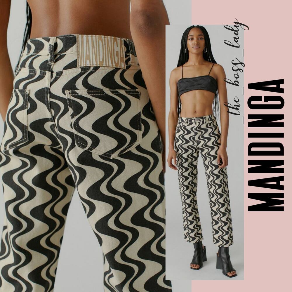 Mandinga wave jeans Medium retro pants cotton print
